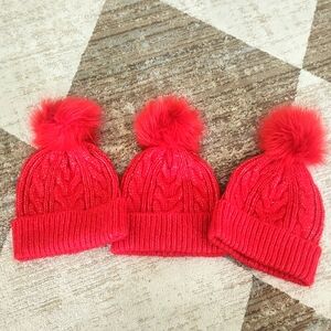 Cozy Red Beanies-Set of 3